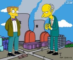 yapboz Charles Montgomery Burns ve Waylon Smithers, Springfield Nükleer Santrali ve asistanı sahibi